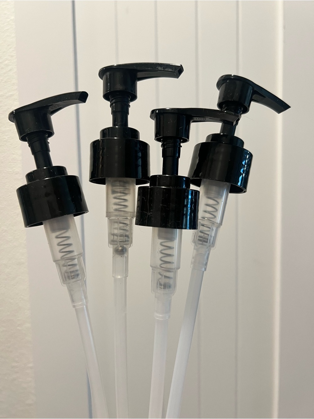 Replacement Black Lotion Pump Dispensers with Clear Tubes - Set of 4